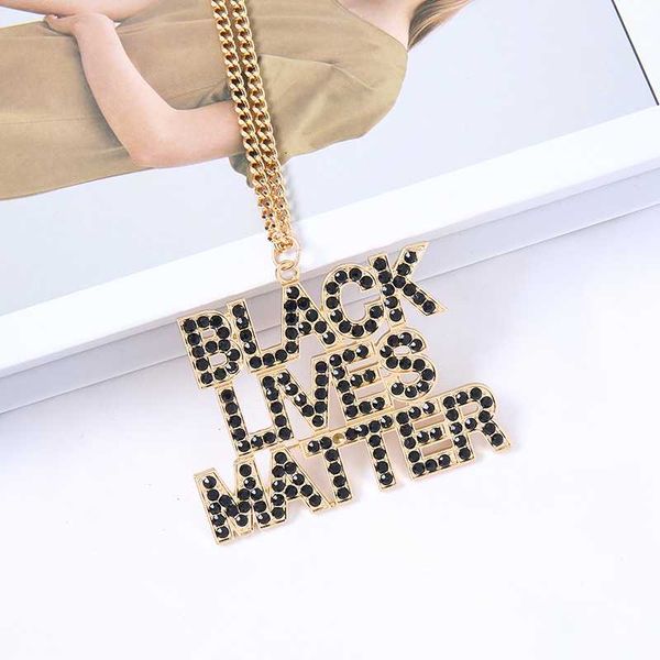 

new fashion hyerbole letter black lives matter pendants necklaces for women black blm long statement necklaces e20003, Silver