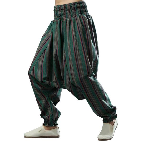 

men harem pants hip hop cross pants joggers causal loose trousers wide leg cotton linen pantalones hombre, Black