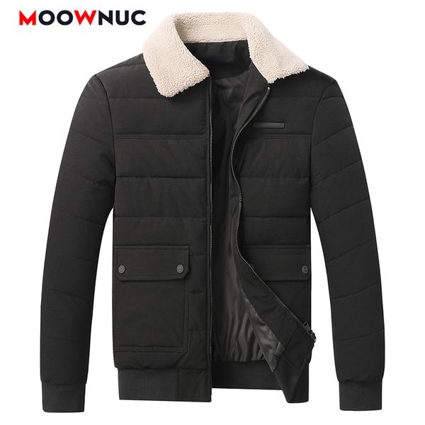 

classic windbreaker thick casual winter jacket men's fashion parkas windproof long sleeve 2020 new business overcoat hombre male, Black