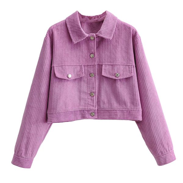 

women jacket fashion short denim jacket with buttons autumn winter outwear corduroy coat pink color size s m, Black;brown