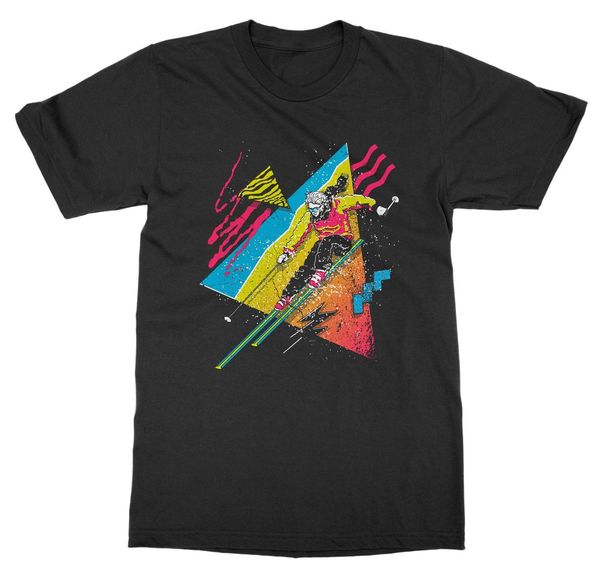 

male selling t shirt retro skinner t-shirt powder alpine snow cross country piste slope lift white out summer tee shirt