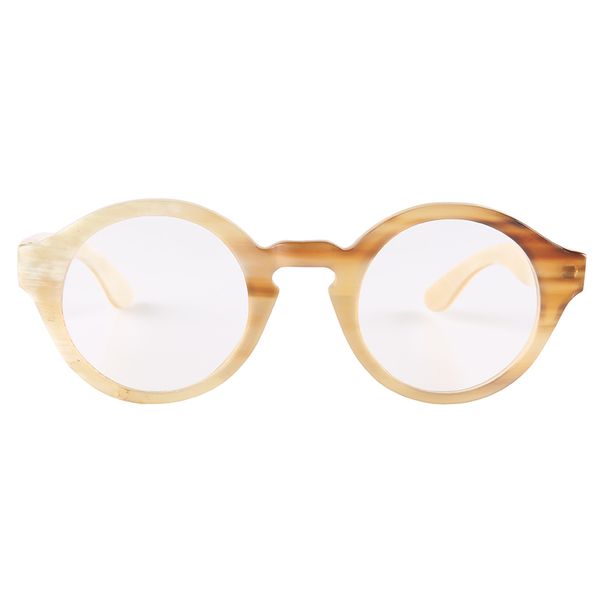 

luxury round transparent tortoiseshell color handmade horn shortsighted glasses optical eyeglasses frame horn sunglasses, Black
