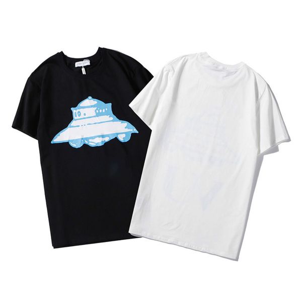 

fashion designer women's t-shirt summer womens casual crew neck shirts fashion women ufo novelty pattern breathable tees size s-2xl, White