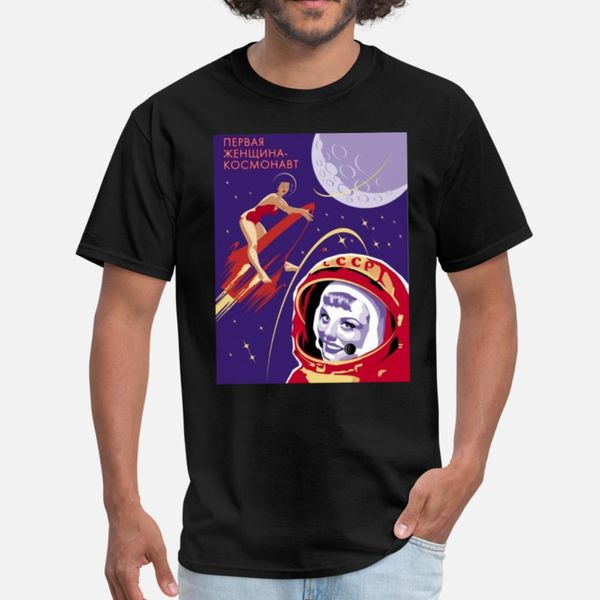 

soviet propaganda poster space ussr communism t shirt men print cotton s-3xl cool graphic comical summer leisure shirt