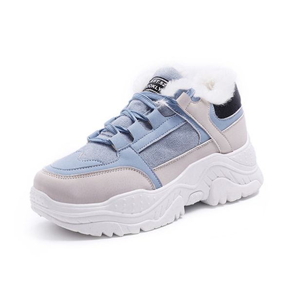 

women snow boots warm plush winter shoes platform female winter shoes lace-up women ankle boots botas mujer, Black