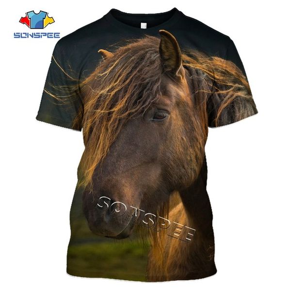 

summer animal horse homme pullover clothing 3d print shirts kawaii kawaii plus size men clothing