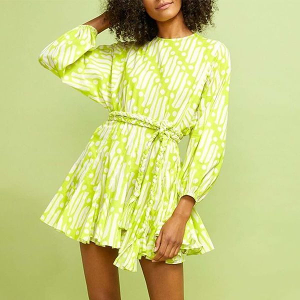 

women summer ruffles dress loose lantern sleeve floral print high waist sashes tunic causal dress, Black;gray