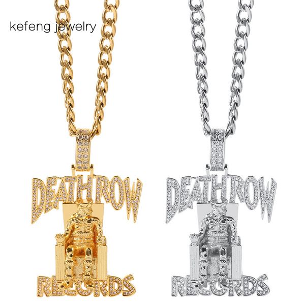 

records singer rapper pendant gold silver color chain bling hip hop zirconia necklace for men women friends necklace