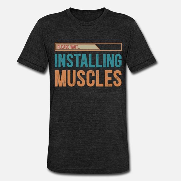 

installing muscles t shirt men fitness 100% cotton round neck pattern fitness funny spring autumn original shirt