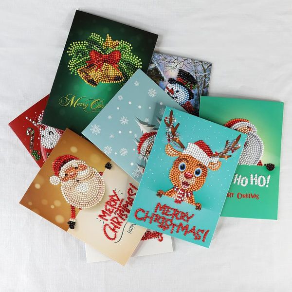 

greeting cards 8 pieces diamond painting card set handmade diy christmas xmas santa claus elk 26cm*18cm festival gift