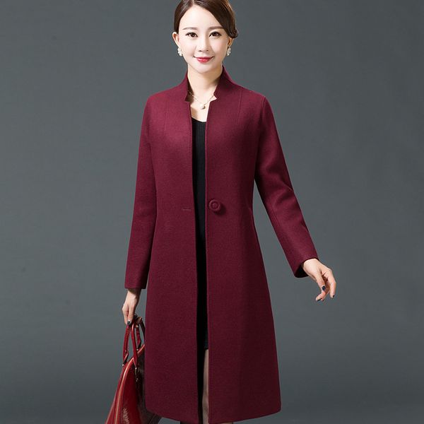 

women's wool & blends woolen coat plus size woman's female winter coats women red clothes outwear jackets 4xl casaco feminino kj20, Black