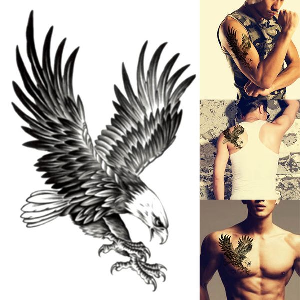 

fashion eagle pattern waterproof tattoo temporary body art tattoo shoulder chest tattoo sticker personality tattoos man
