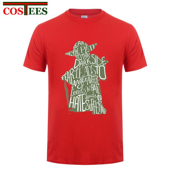 

funny star master yoda t shirt fear is the path to the dark side t-shirt hombre cool fashion jedi wars darth vader teeshirt