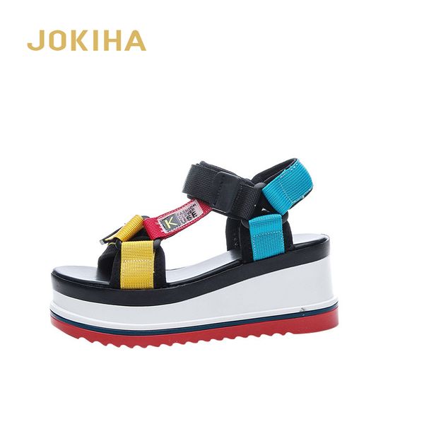 

2020 new muffin thick bottom sandals summer fashion sports leisure wedge women's shoes outdoor cool platform shoes, Black