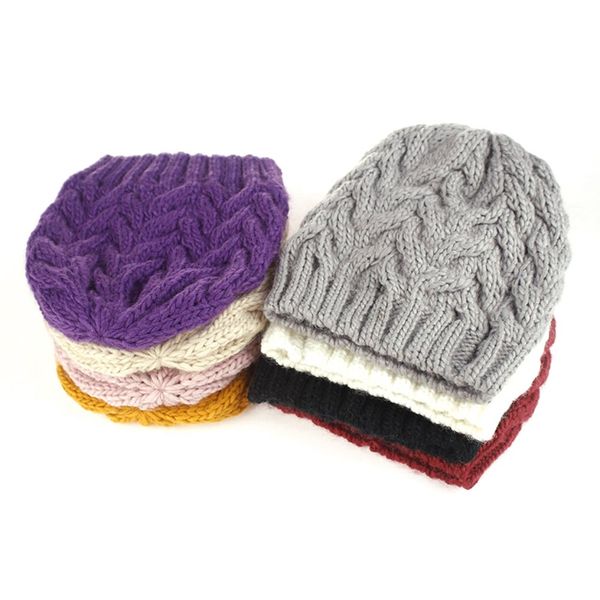 

new fashion boutique adults coarse lines twist cap ladies fashion autumn and winter wool cap knitted hat skull ski, Blue;gray