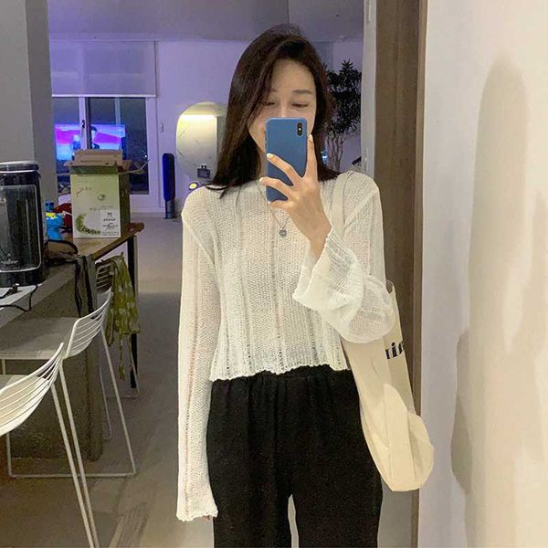 

women's sweaters pullover sweater into the korean woman flavour is hollow out brief paragraph loose smock thin air cond, White;black