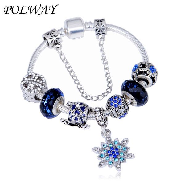 

charm bracelets & bangles women jewelry fine crystal snowflake handmade charm bracelet for lover gift dropshipping, Red;blue