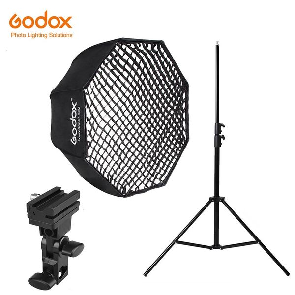 

cgjxsgodox 120cm umbrella octagonal honeycomb grid softbox with 280cm aluminum light stand ,holder bracket kit for flash speedlight t191025