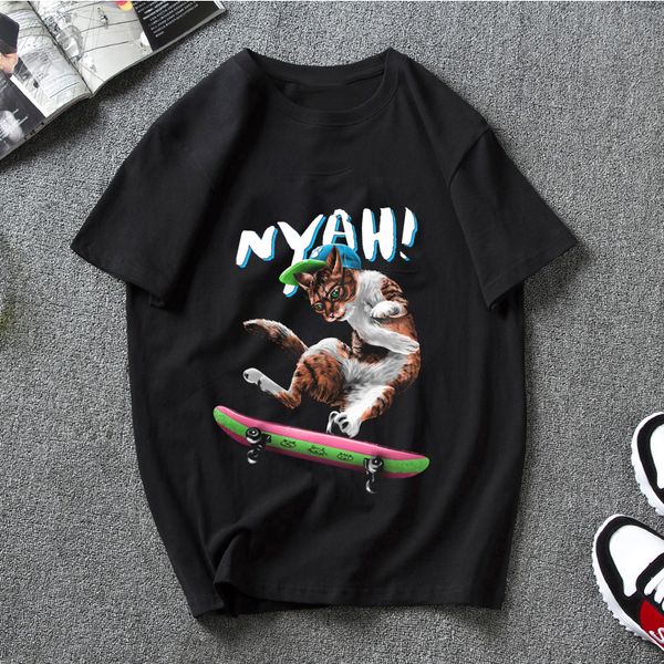 

cat flip men t-shirt print women short sleeves personalized funny tees