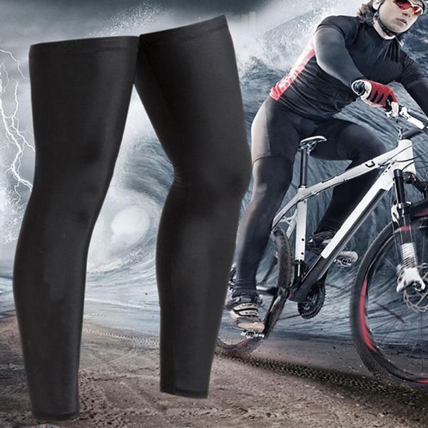 

2pc cycling leg warmer basketball leg sleeve compression running socks calf support brace protector knee pad football shin guard, Black;blue