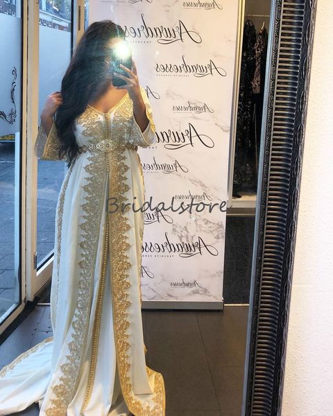 

2020 arabic kaftan evening dresses elegant white luxury crystal beaded long prom dresses long sleeve dubai muslim evening gowns gold lace, Black;red