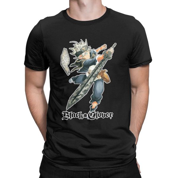 

men's t-shirt black clover asta vintage cotton tees short sleeve anime t shirts crew neck clothes original