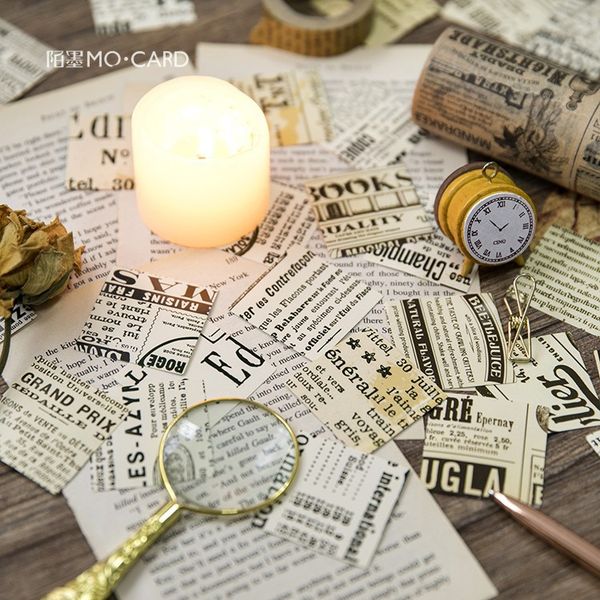 

45pcs/box creative old newspaper decorative stickers adhesive stickers diy decoration diary stickers box package