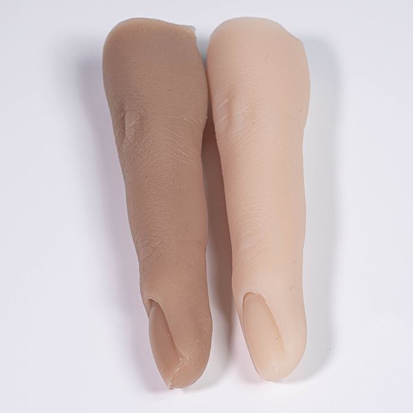 

2pcs false nail art silicone practice finger manicure display wheat/skin