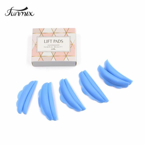 

funmix new 5pair/box silicone eyelash perm pad dreamy blue color recycling lashes rods shield lifting 3d eyelash curler