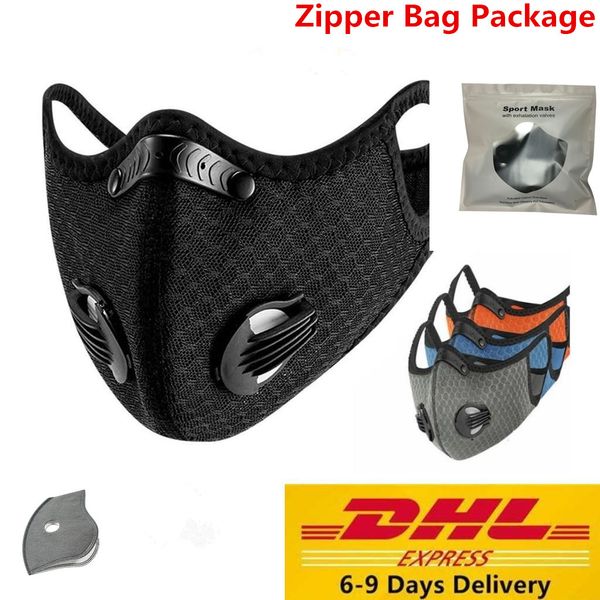 

us stock cycling face mask activated carbon with filter pm2.5 anti-pollution sport running training mtb road bike protection dust mask, Black
