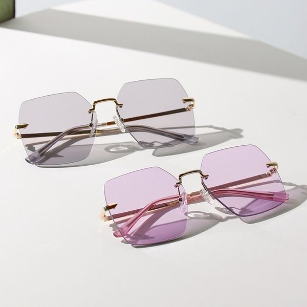 

women's rimless oval eyewear fashion style square popular glasses semi metal retro sunglasses new mirror alloy weixinbuy, White;black