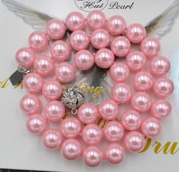 

new beautiful 8mm pink south sea shell pearl necklace 18, Silver