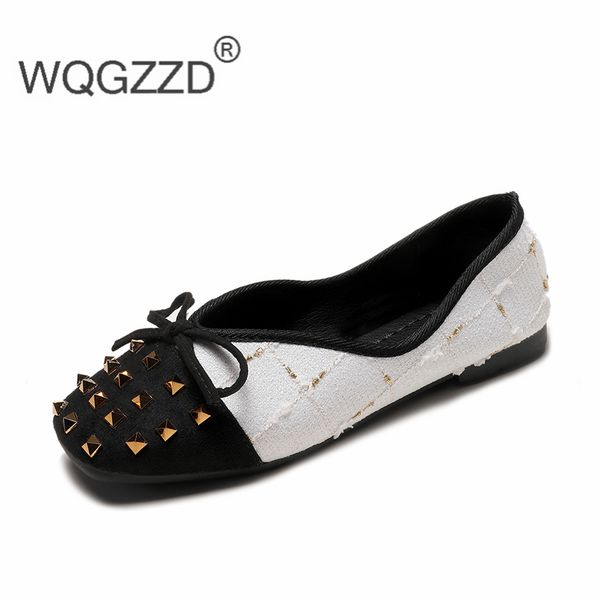 

ladies shoes women casual ballet flats rivets flat shoes women loafers chaussure femme, Black