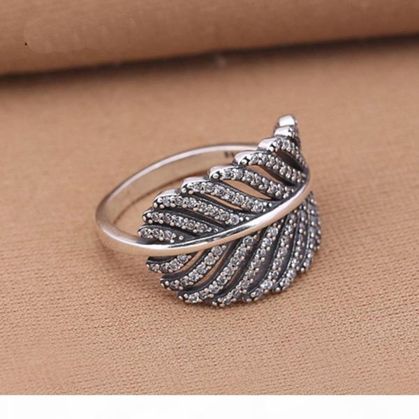 

аутентичные 925 серебряные кольца light as a feather, clear cz обручальное кольцо мода ювелирные изделия совместимость с европейскими j19062, Slivery;golden