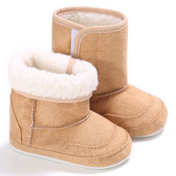 

suede winter baby snow boots solid color warm plush newborn toddler shoes for boy girl anti-slip cotton winter baby shoes, Black;grey