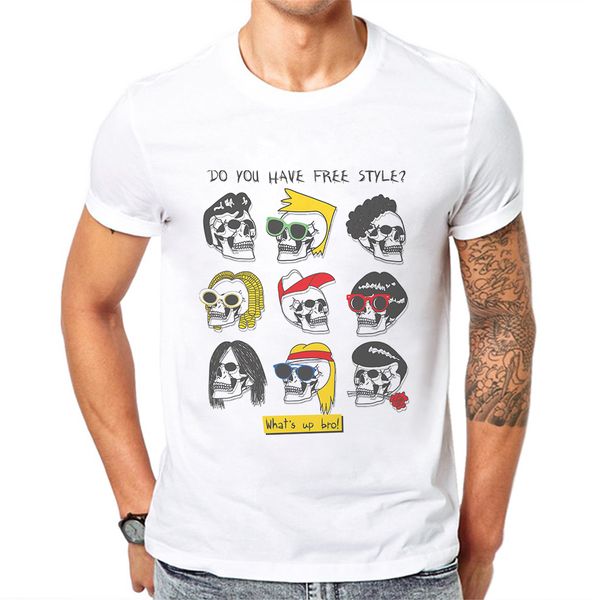 

new fashion cotton male white t-shirt brand clothing hip hop skull printing mens t shirt short sleeve men clothing