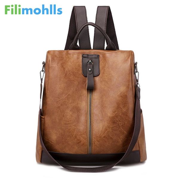 

3 in 1 retro backpack women pu leather school bags for teenage girls anti-theft ladies shoulder bags travel backpack s2043