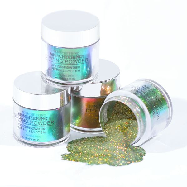 

nails lamp cure dry nail art mirror effect glitter pigments nail glitter shiny dipping powder nails, Silver;gold