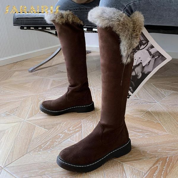 

boots brand big size 43 snow keep warm add fur knee high fashion winter women shoes female, Black