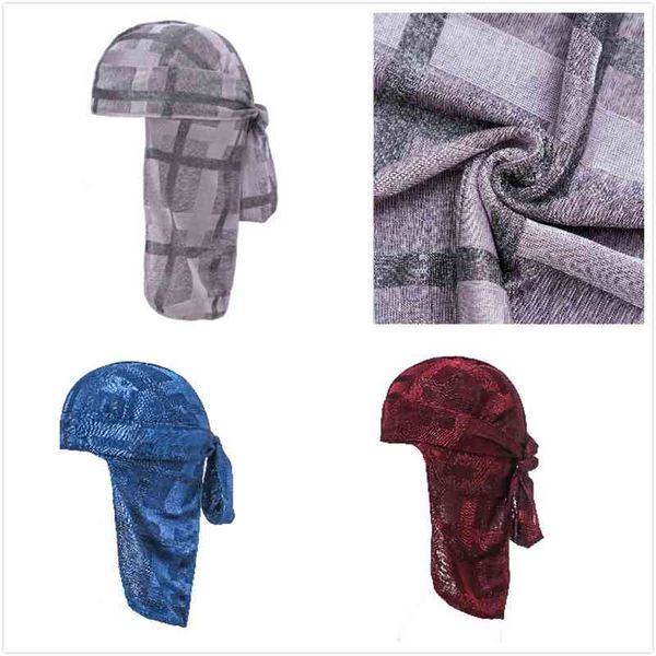 

myzoper 2020 new stripe bandage hip hop breathable beanie casual tide summer spring long tail cap hat, Blue;gray