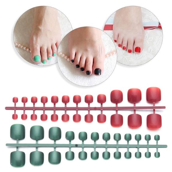 

24pcs/set fashion design full cover toes false nails french style soft pure color oval frosted fake artificial nails art tools, Red;gold
