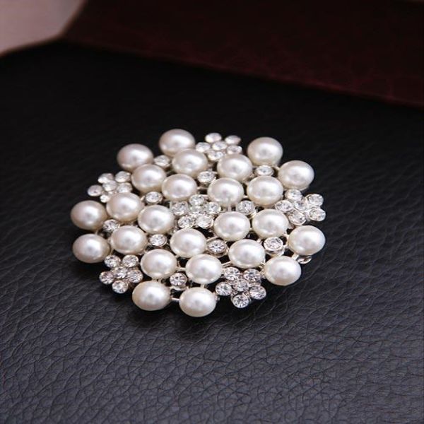 

wedding new pins girl rhinestone brooches 2013 tara flower fashion multi-beads pearl bridesmaid 12pc lihuibusiness pbshc, Gray