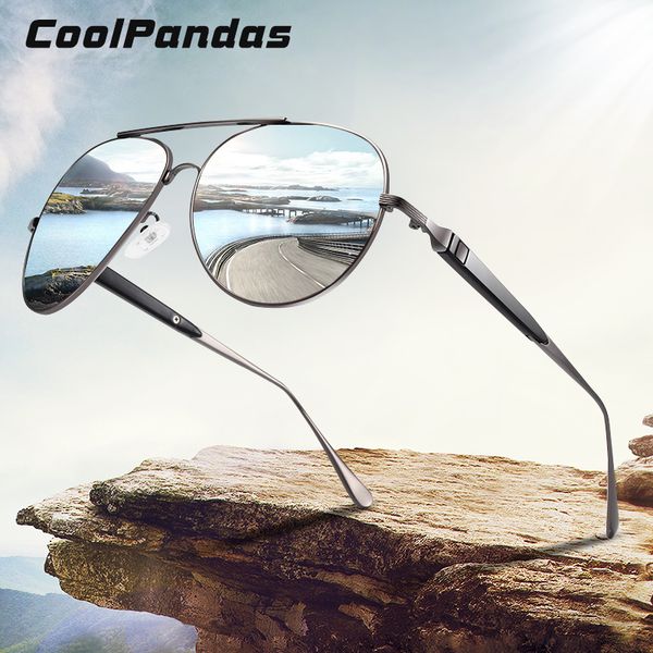 

coolpandas top brand pilot солнцезащитные очки мужчины поляризованные солнцезащитные очки мужской 2020 anti-glare driving óculos люнеты де с, White;black