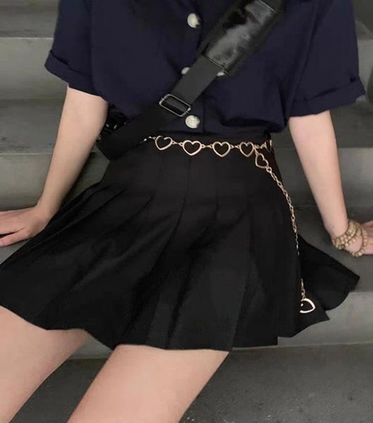 

simple design cool girl heart charm chain silver gold body chain waist hiphop trousers betls multifunction jewelry, Black;brown