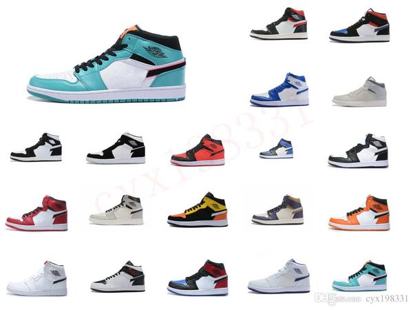 

size 36-45 aj 1 twis tmid og oblique high1s to pretro mid twists oblique milan air nakeskin jordan 1women mens sneakers shoes 395421, Black