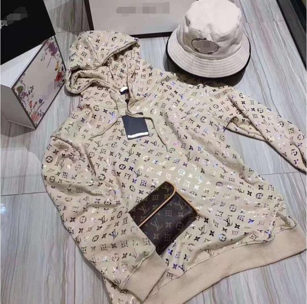 

2020 the new women's loose big yards hoodie trend dazzle colour printed hoodie loose pullover women long sleeve wholesale ing, Black