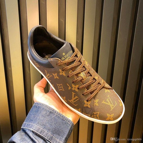 

2020 summer new men's casual shoes, fashionable printed high-quality men's shoes, with boxaa, Red;white