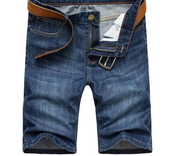 

men's summer blue denim shorts men straight short jeans new male solid lightweight short jeans size 38