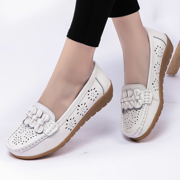 

2020 spring summer new style woman lady leather outdoor leisure work hollow flower breathable shoes sandals, Black