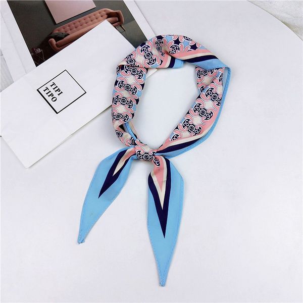 

solid color simple small hair tie decorative multifunctional head wrap neckerchief cloth neck elegant triangle scarf for women, Blue;gray